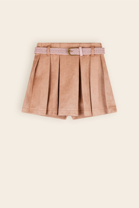 NoNo w24 Girls Kids Sella suede skort with belt Taupe N408-5603 431