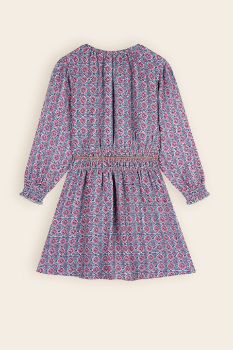 NoNo w24 Girls Kids Mamai AOP Shibori Tiles woven dress Pottery Blue N408-5806 147