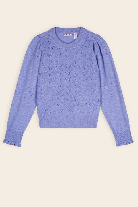 NoNo w24 Girls Kids Kovas Melange knitted Sweater Wedgewood Blue N409-5309 150