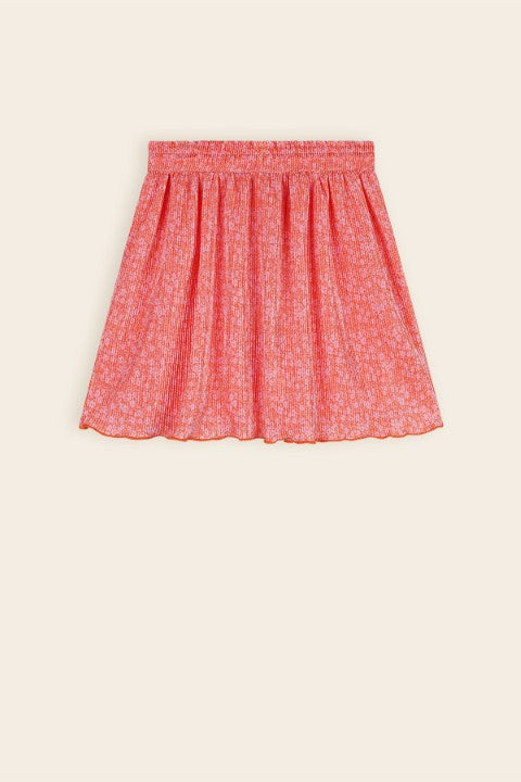 NoNo S25 Norah AOP Daisy Plissee Skirt Orange Coral N502-5700 545