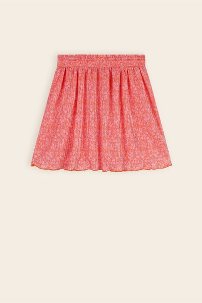 NoNo S25 Norah AOP Daisy Plissee Skirt Orange Coral N502-5700 545