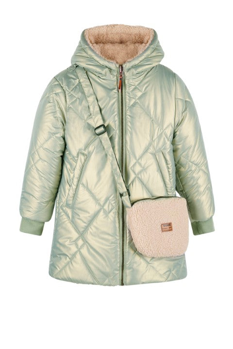 NoNo Winterjackets & Acc. w25 Betty Reversible Hooded Mid Long Jacket+ Bag Loden Frost Green N507-5203 338