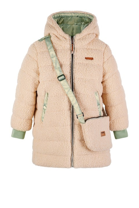 NoNo Winterjackets & Acc. w25 Betty Reversible Hooded Mid Long Jacket+ Bag Loden Frost Green N507-5203 338