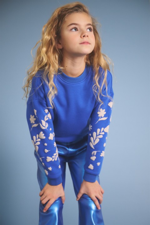 NoNo w25 Konono Furry Sweat with Sleeveprint Nautical Blue N508-5302 156