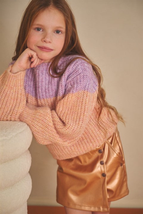 NoNo w25 Kem Melange Knitted Colorblock sweater Spicy Ginger N508-5305 547