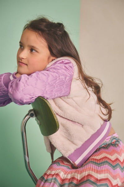 NoNo w25 Doris Stepped Jacket with Fur Lupine Lilac N508-5315 606