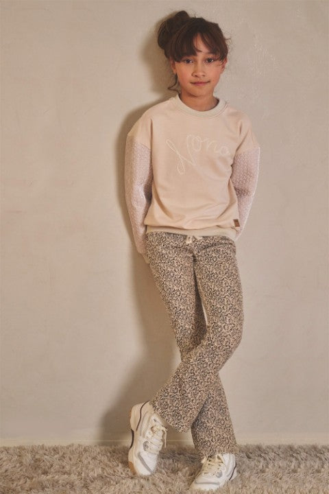 NoNo w25 Sady AOP Rib Jersey Flared Pants Pearled Ivory N508-5500 020