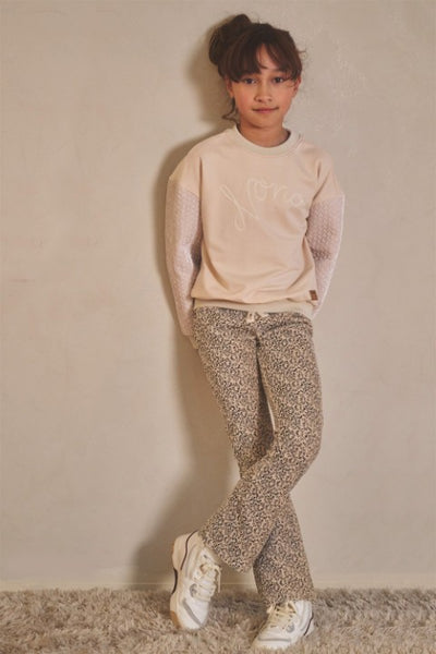 NoNo w25 Sady AOP Rib Jersey Flared Pants Pearled Ivory N508-5500 020