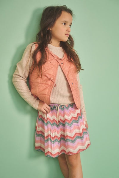 NoNo w25 Nulan Plissee Zigzag AOP Skirt Sand Blush N508-5707 427