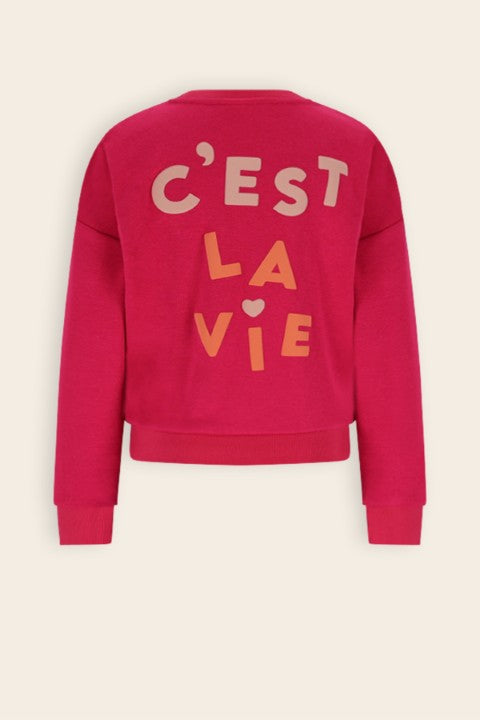 NoNo w25 Konono Furry Sweat with C'est La Vie artwork Cerise Pink N509-5301 275
