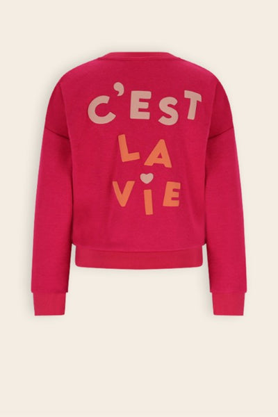 NoNo w25 Konono Furry Sweat with C'est La Vie artwork Cerise Pink N509-5301 275