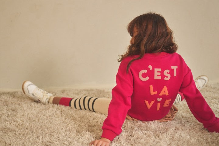 NoNo w25 Konono Furry Sweat with C'est La Vie artwork Cerise Pink N509-5301 275