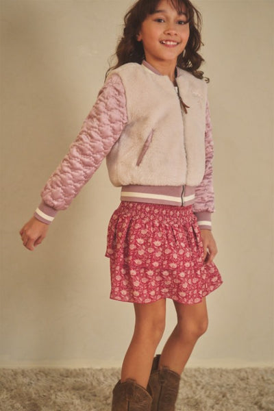 NoNo w25 Nika Pailsy Smocked layered skirt Cerise Pink N509-5703 275