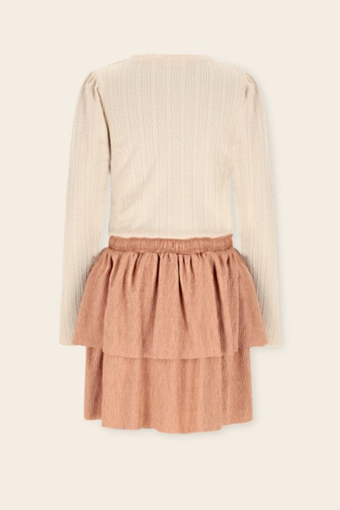 NoNo w25 Moran Combi Dress fancy knit top+plissee skirt Taupe N509-5804 431