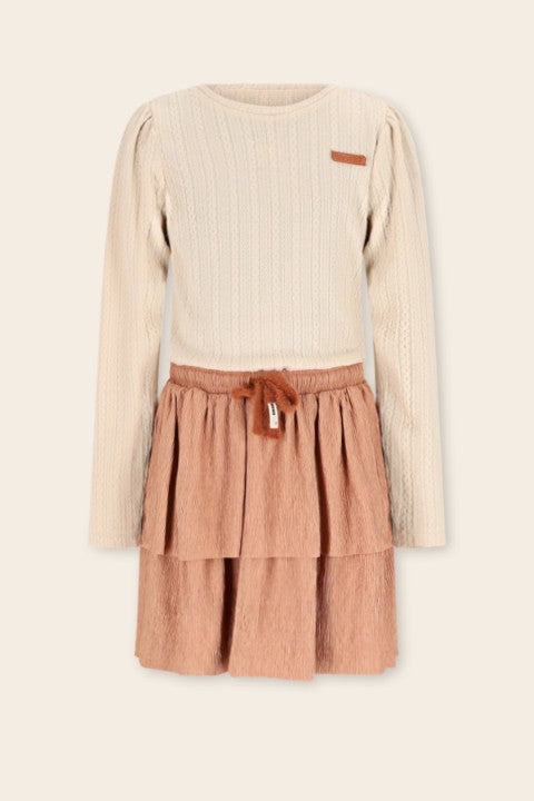 NoNo w25 Moran Combi Dress fancy knit top+plissee skirt Taupe N509-5804 431
