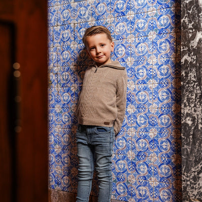 Koko Noko W25 boys Sweater with collar Taupe O56857-37 111