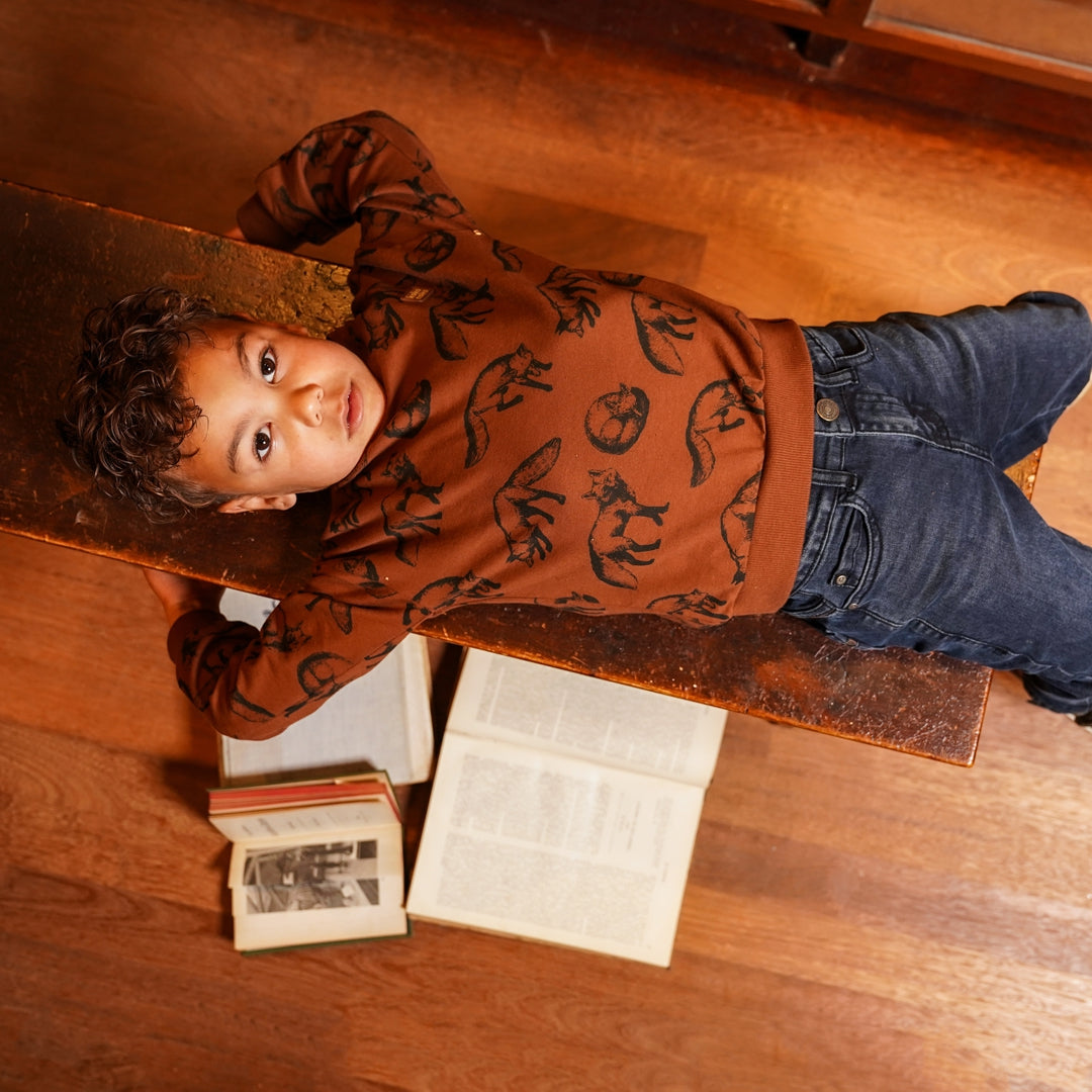 Koko Noko W25 boys Sweater dropped shoulder with crewneck Brown O56879-37 85