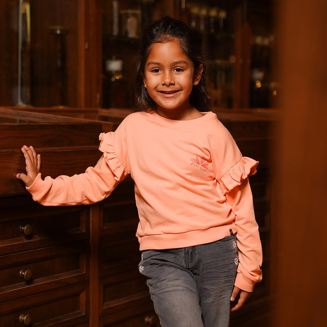 Koko Noko W25 girls Sweater dropped shoulder Dusty pink O56939-37 123