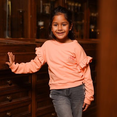 Koko Noko W25 girls Sweater dropped shoulder Dusty pink O56939-37 123