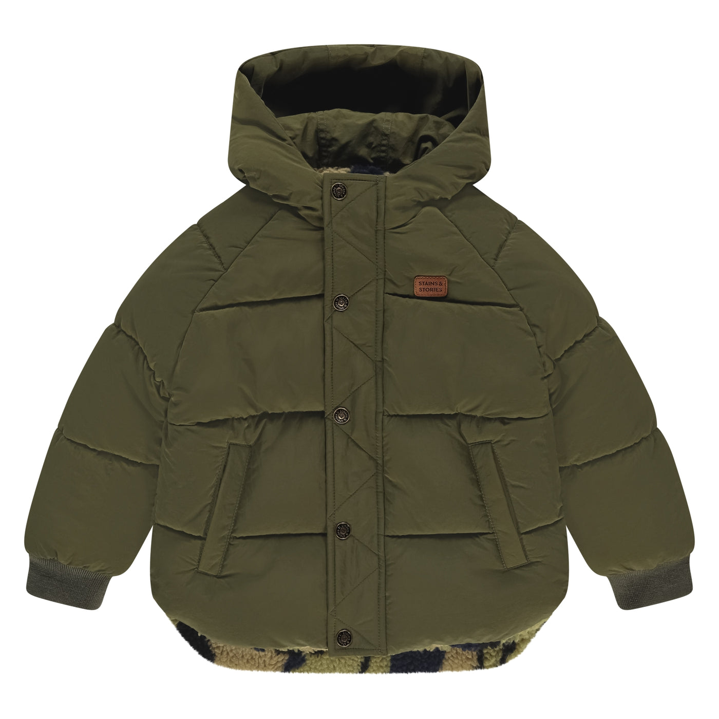 Stains & Stories W25 Outdoor Jackets boys winter teddy jacket reversible moss SSA25507179 SSA-00073