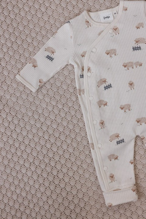 Feetje W25  W2512 Pak omslagvoet rib AOP - Sleepy Sheepy Creme 50700159