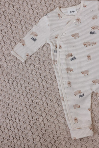Feetje W25  W2512 Pak omslagvoet rib AOP - Sleepy Sheepy Creme 50700159