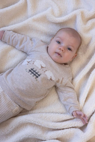 Feetje W25  W2512 Broek rib met streep - Sleepy Sheepy Taupe melange 52202373