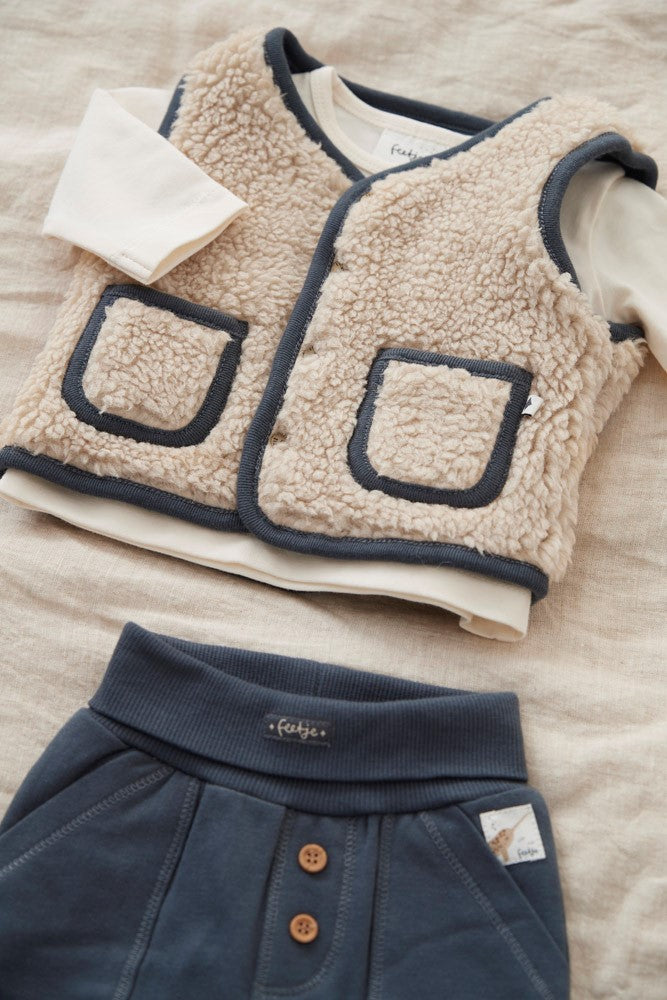 Feetje W25  W2518 Omkeerbaar teddy gilet - Narwal Blauwgrijs 51200036