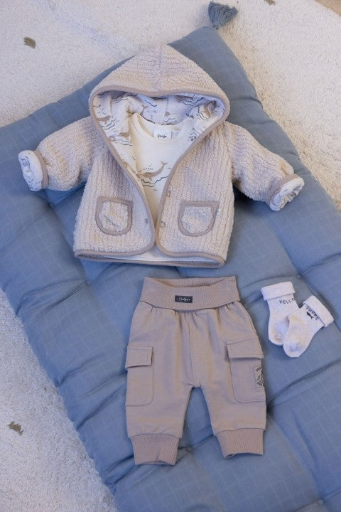 Feetje W25  W2518 Bouclé omkeerbaar jasje met capuchon - Narwal Offwhite 51800351
