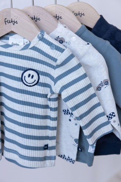 Feetje W25  W2520 Longsleeve rib met streep -  Let's Go! Petrol 51602574