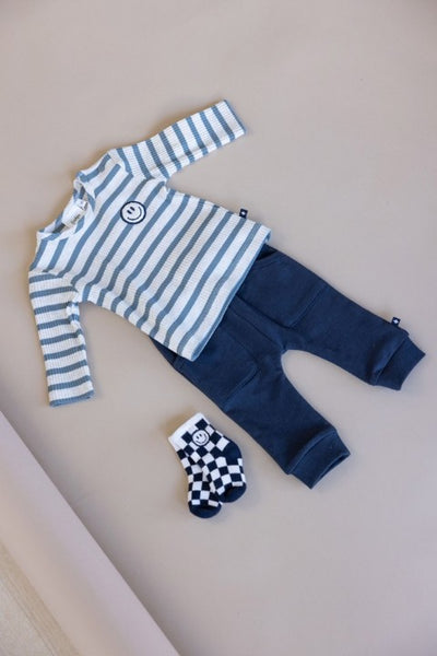 Feetje W25  W2520 Longsleeve rib met streep -  Let's Go! Petrol 51602574