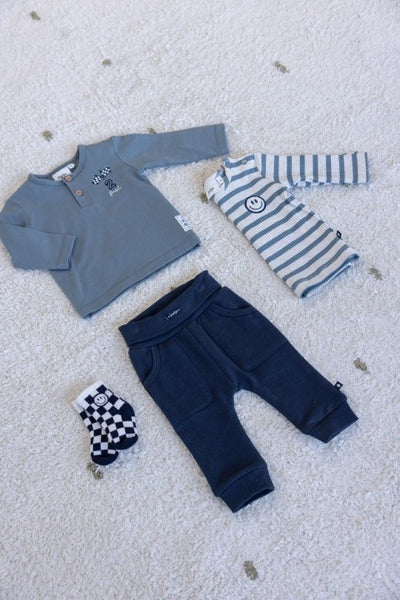 Feetje W25  W2520 Longsleeve rib met streep -  Let's Go! Petrol 51602574
