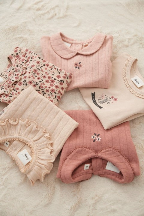 Feetje W25  W2523 Longsleeve pointelle rib - Woodland Bloom Mauve 51602612