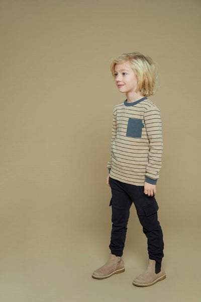 Sturdy w25 Longsleeve streep wafelstructuur - Couch Club Zand 71600609 W25S1