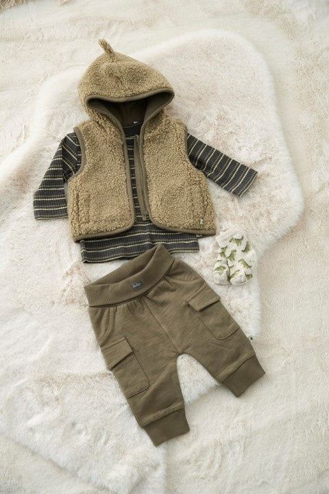 Feetje W25  W2516 Bouclé bodywarmer met capuchon - Rawrsome Groen 51200038