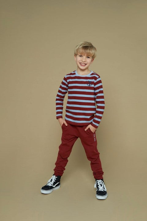 Sturdy w25 Longsleeve rib met streep - Waves and Whales Bordeaux 71600639 W25S3