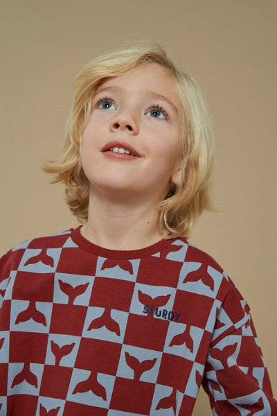 Sturdy w25 Sweater AOP - Waves and Whales Bordeaux 71600644 W25S3