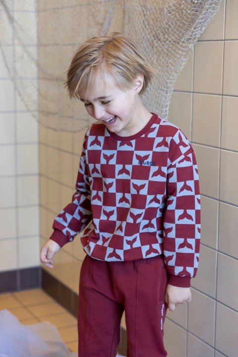Sturdy w25 Sweater AOP - Waves and Whales Bordeaux 71600644 W25S3