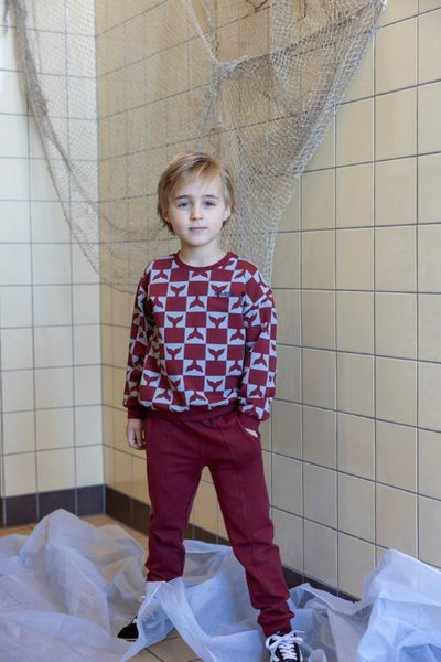 Sturdy w25 Sweater AOP - Waves and Whales Bordeaux 71600644 W25S3