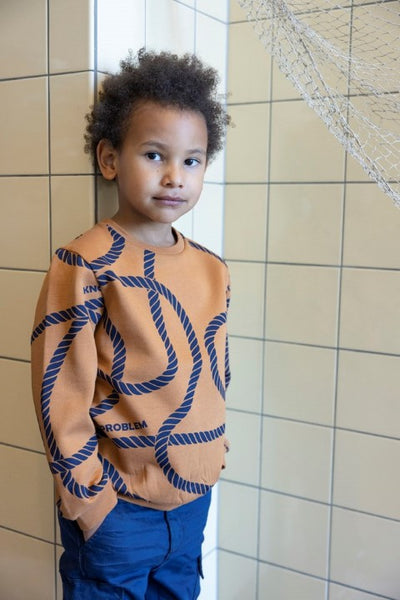 Sturdy w25 Sweater AOP - Waves and Whales Hazelnoot 71600645 W25S3