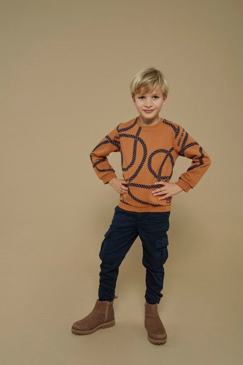 Sturdy w25 Sweater AOP - Waves and Whales Hazelnoot 71600645 W25S3