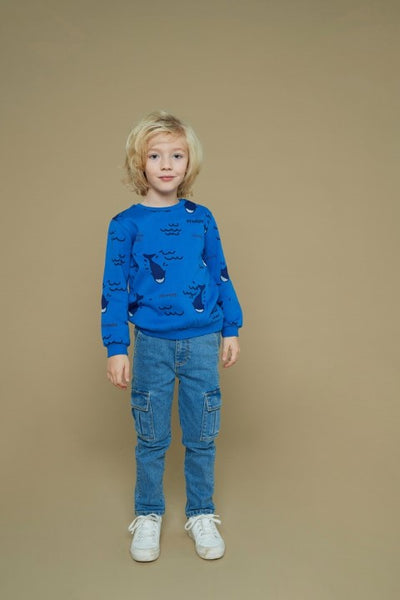 Sturdy w25 Sweater AOP - Waves and Whales Aqua 71600646 W25S3
