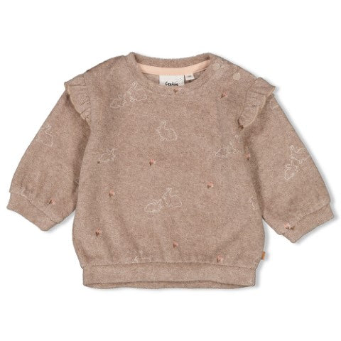 Feetje w24 Sweater badstof AOP - Little Rosebud Taupe melange W2415 51602357 730