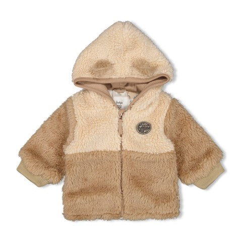 Feetje w24 Teddy jasje met capuchon - Camp Wilderness Taupe W2422 51800338 710