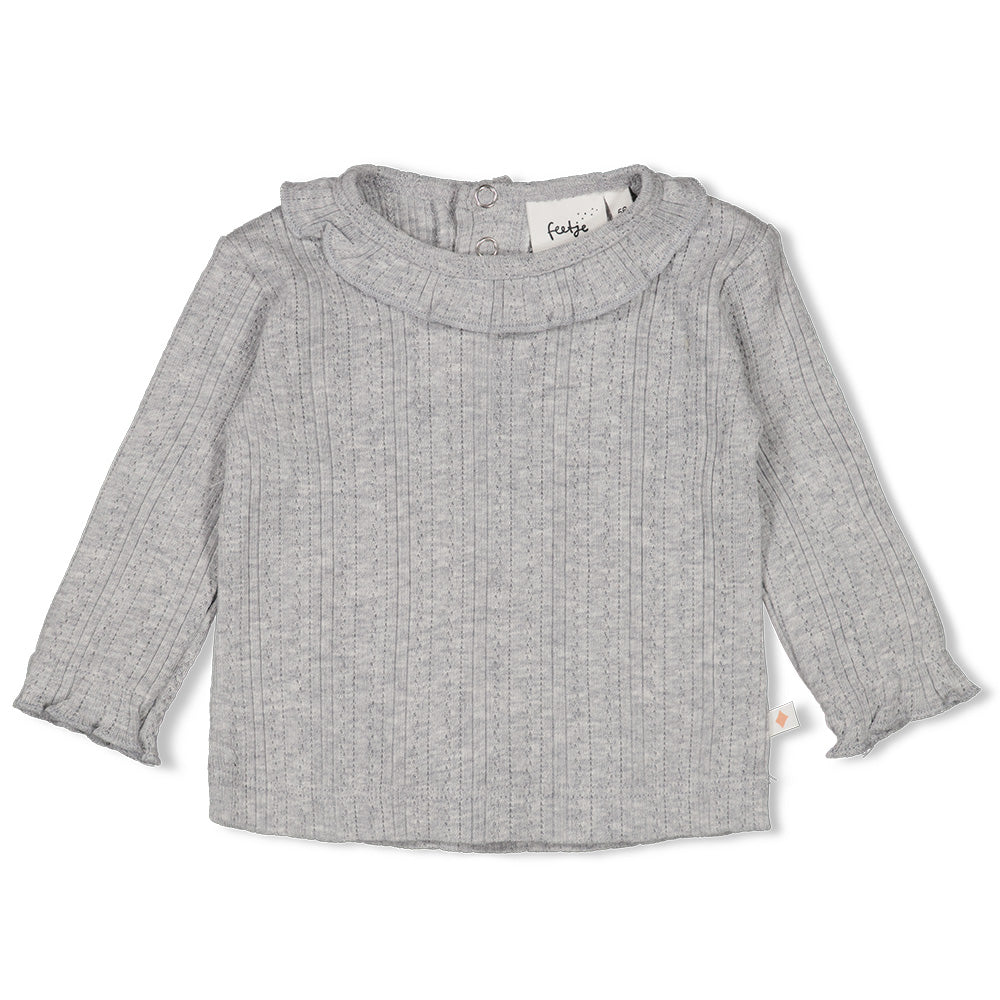 Feetje W25  W2517 Longsleeve ajour rib - Fields of Green Grijs melange 51602556