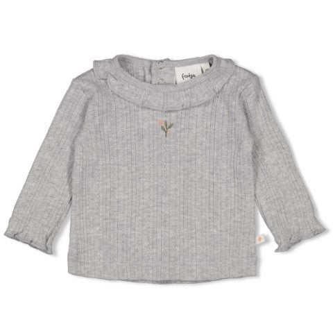 Feetje W25  W2517 Longsleeve ajour rib - Fields of Green Grijs melange 51602556