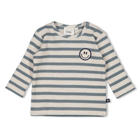 Feetje W25  W2520 Longsleeve rib met streep -  Let's Go! Petrol 51602574