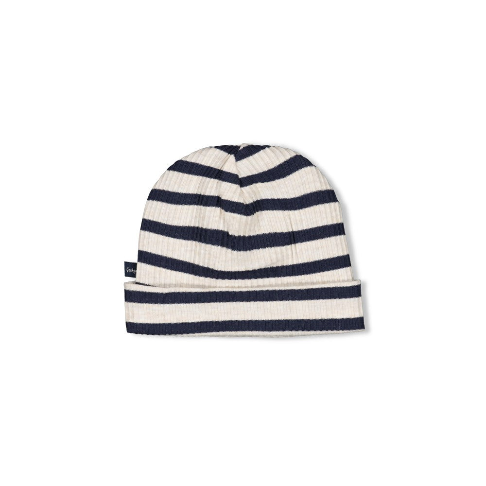 Feetje W25  W2520 Mutsje rib met streep - Let's Go! Marine 53100681