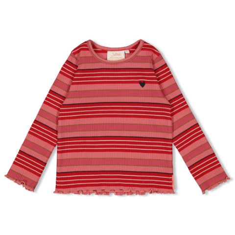 Jubel w25 Longsleeve rib met streep - Queen Of Hearts l.Roze 91600441 W25J2