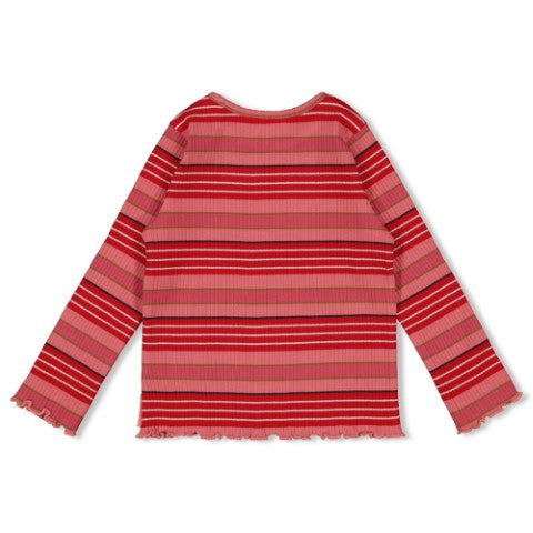 Jubel w25 Longsleeve rib met streep - Queen Of Hearts l.Roze 91600441 W25J2